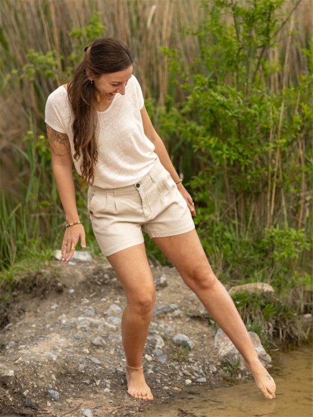 Dámské lněné kraťasy - naturální