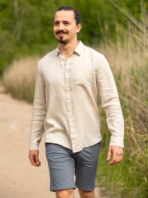 Pánská lněná košile - naturální