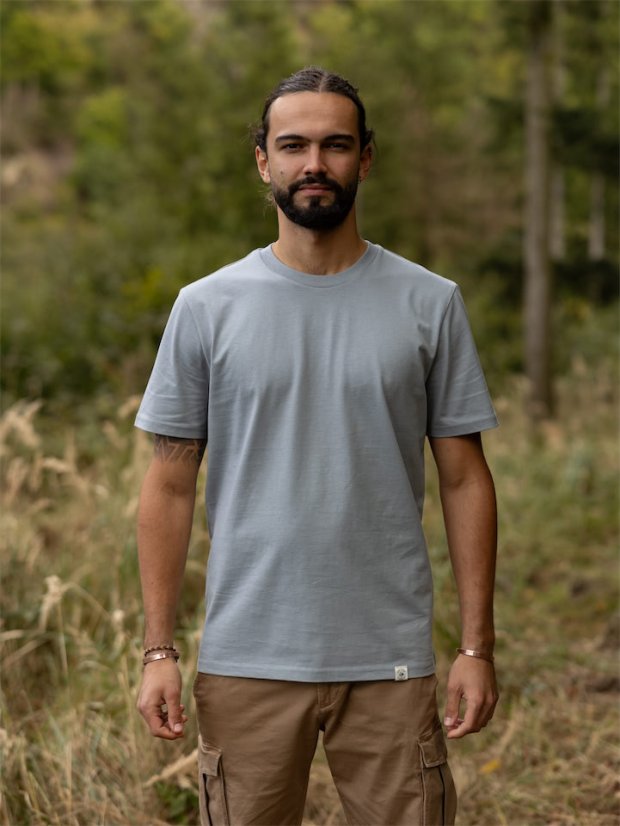 Pánské tričko Bez potisku - šedomodré