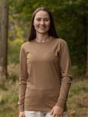 Dámské tričko s dlouhým Bez potisku - hnědé