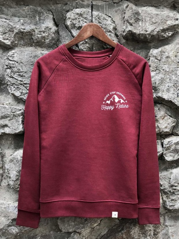 Zachraňte Dámský crewneck Never stop dreaming - vínový