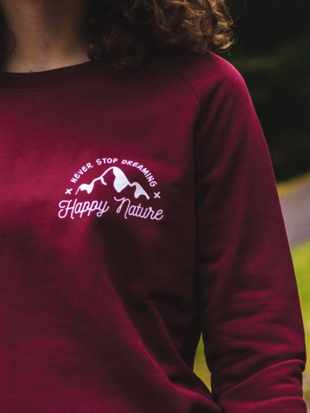 Zachraňte Dámský crewneck Never stop dreaming - vínový