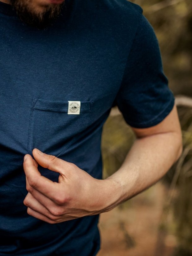 Zachraňte pánské tričko s kapsičkou - modré