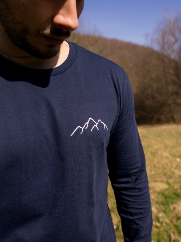 Pánské tričko s dlouhým Hory - modré