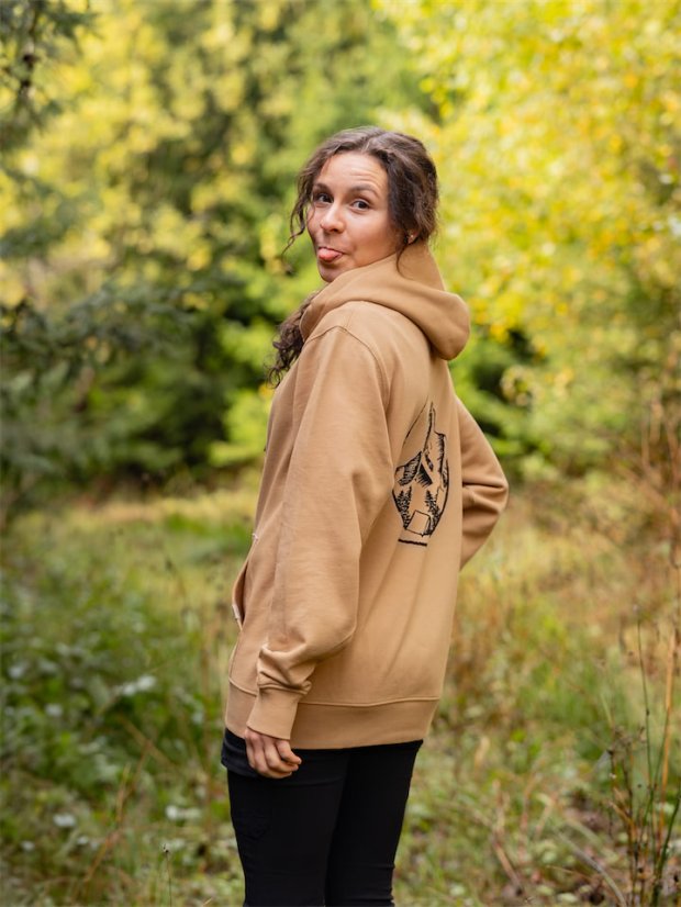 Dámská mikina V horách - béžově hnědá