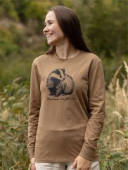 Dámské tričko s dlouhým Jezevec - hnědé