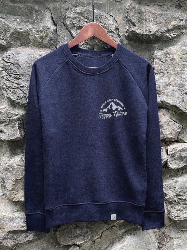 Zachraňte dámský crewneck Never stop dreaming - modrý