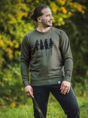 Zachraňte pánská mikina bez kapuce Borovice - zelená