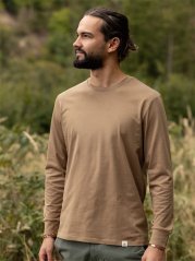 Pánské tričko s dlouhým Bez potisku - hnědé