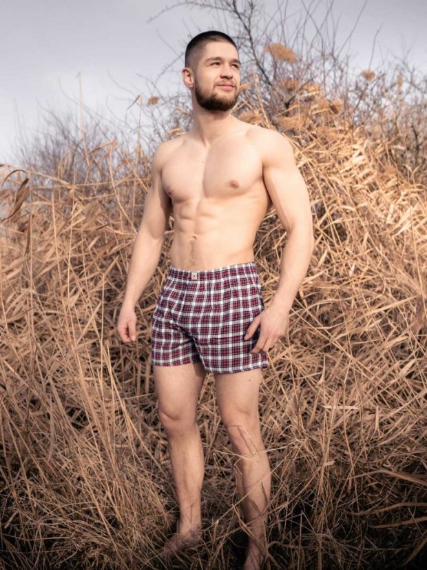 Trenky flanelové - červeno-bílé