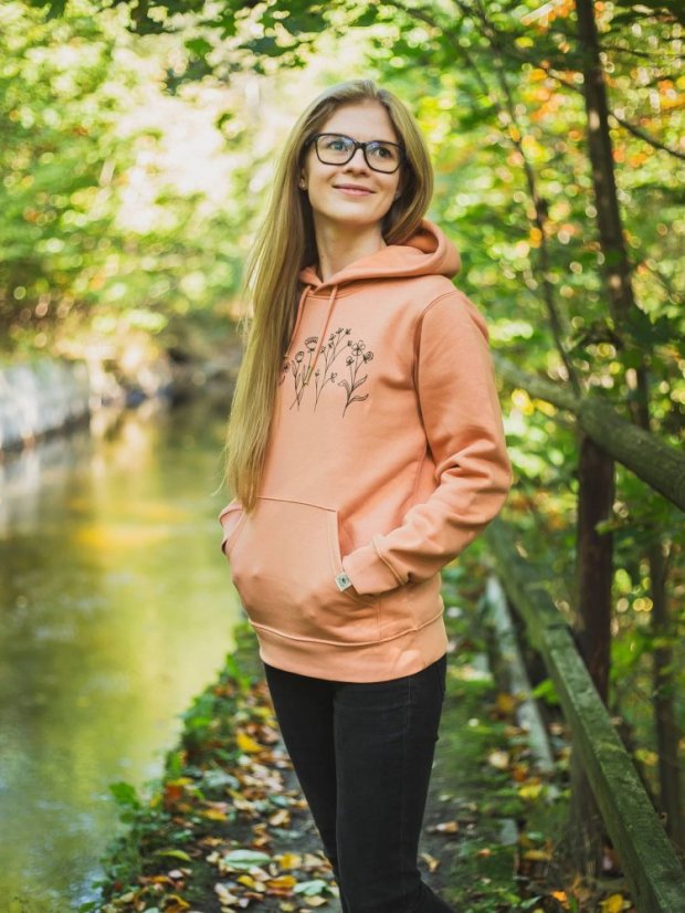 Dámská lososová mikina Kvítí - volný střih
