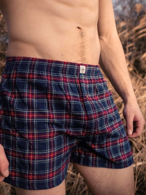 Trenky flanelové - červeno-modré