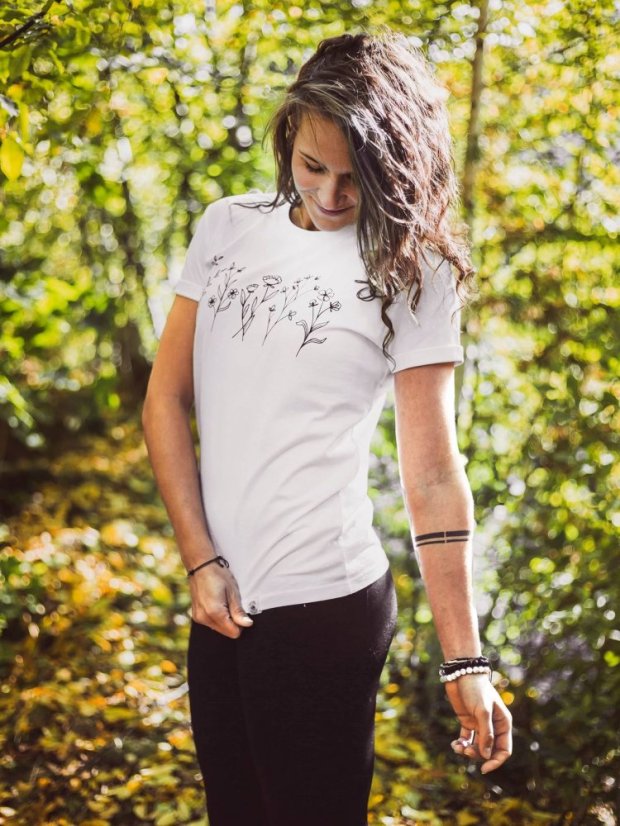 Zachraňte dámské tričko Kvítí - bílé