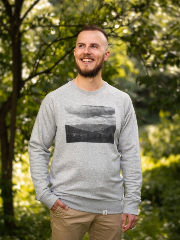 Pánská mikina bez kapuce Krajina - šedá