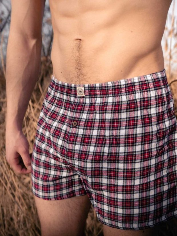 Trenky flanelové - červeno-bílé