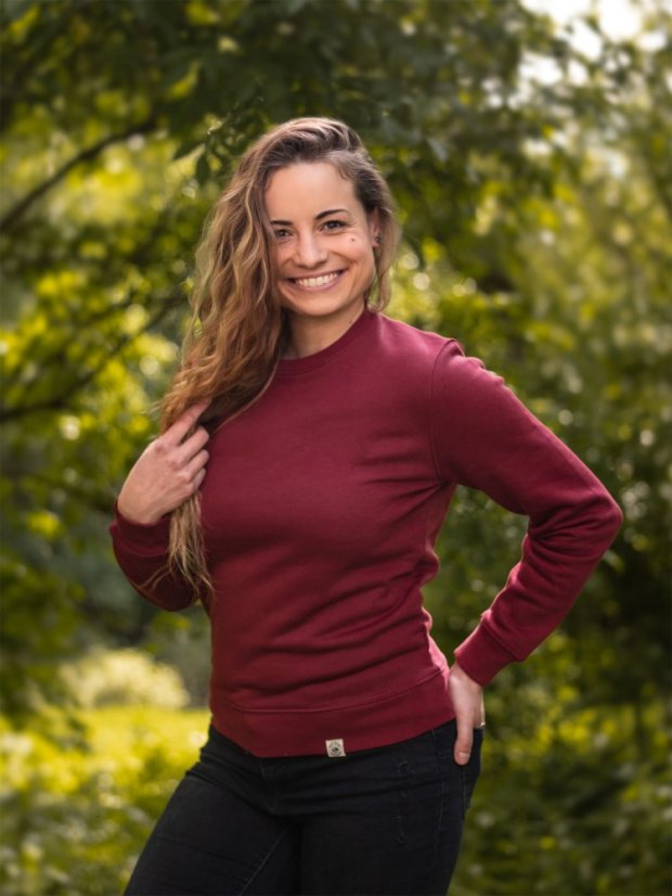 Dámská mikina bez kapuce Bez potisku - vínová