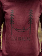 Zachraňte dámský crewneck Just hanging - vínový