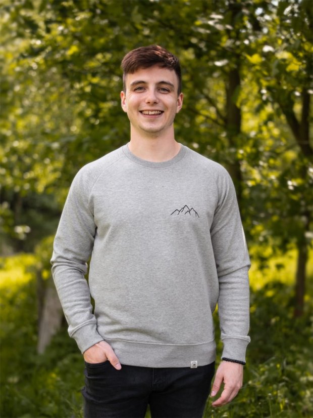 Zachraňte pánská mikina bez kapuce Hory - šedá