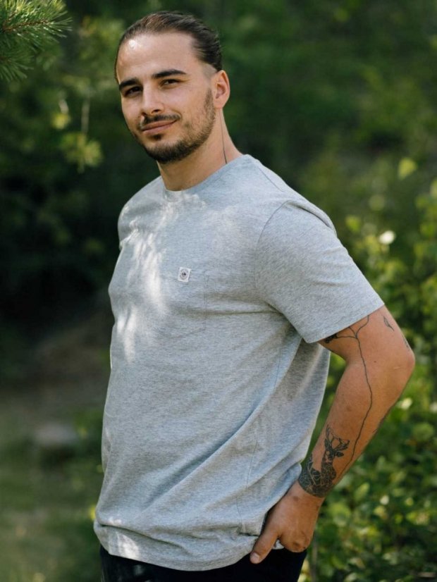 Pánské tričko s kapsičkou - šedé