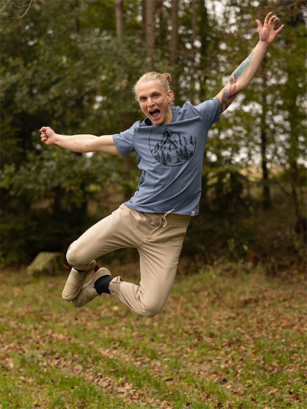 Pánské tričko V horách - modrošedé