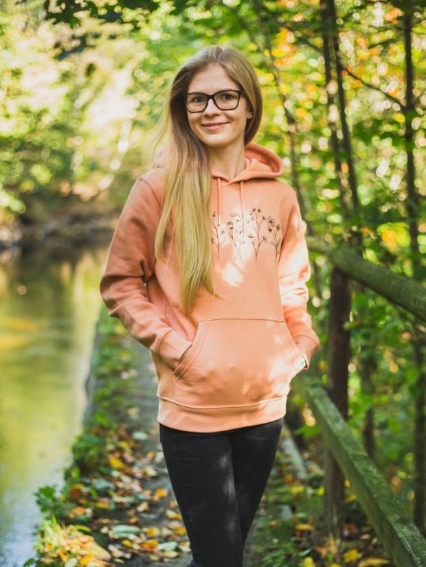 Dámská lososová mikina Kvítí - volný střih