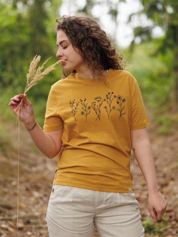 Dámské tričko Kvítí - hořčicové