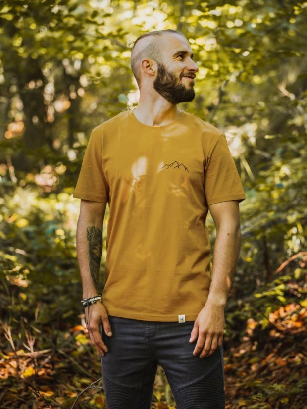 Pánské tričko Hory - hořčicové