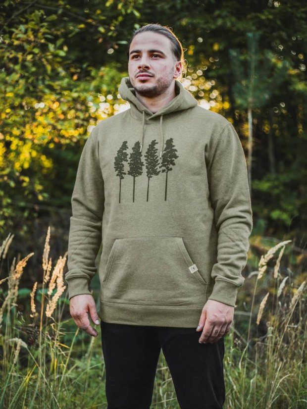 Zachraňte pánská mikina Borovice - zelená
