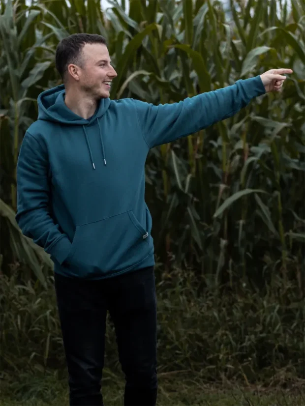 Pánská mikina Bez potisku - modrozelená