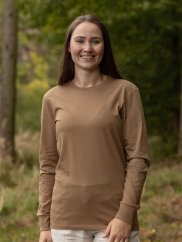 Dámské tričko s dlouhým Bez potisku - hnědé