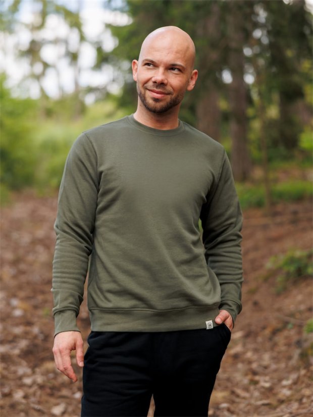 Pánská mikina bez kapuce Bez potisku - zelená