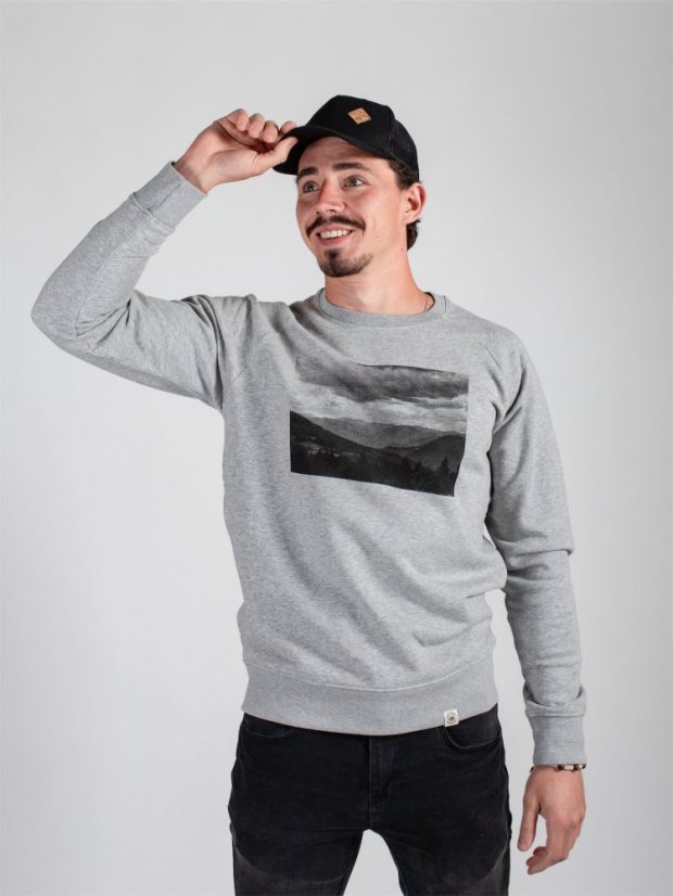 Zachraňte pánská mikina bez kapuce Krajina - šedá