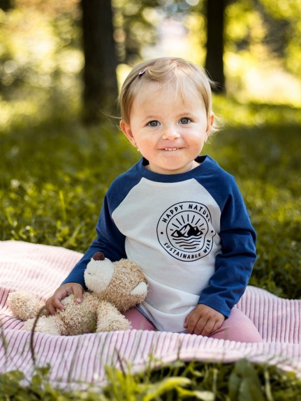 Dětský raglánek Logo - modrý