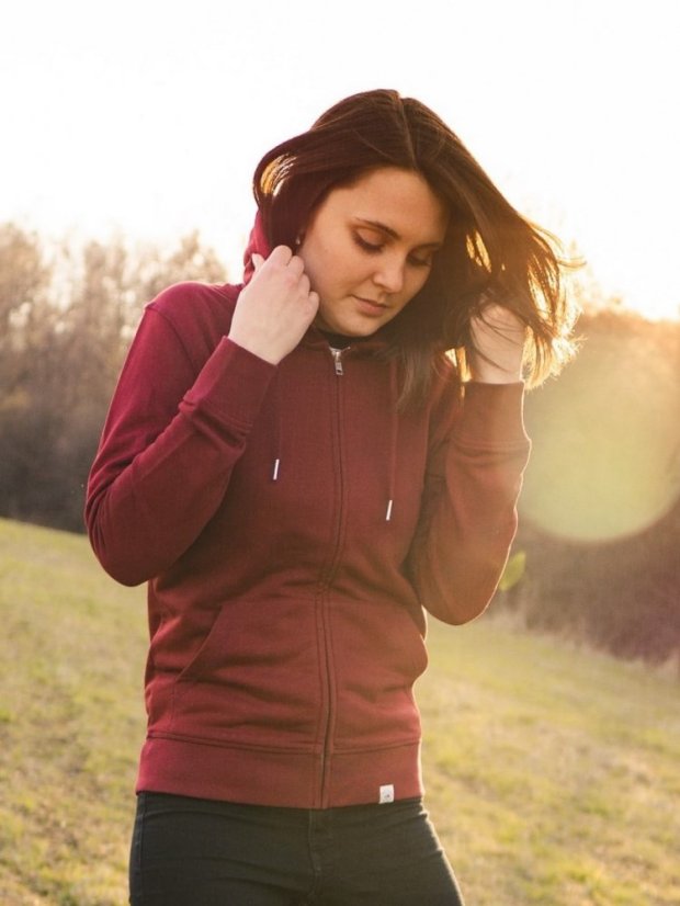 Zachraňte dámská rozepínací mikina Život v přírodě - vínová