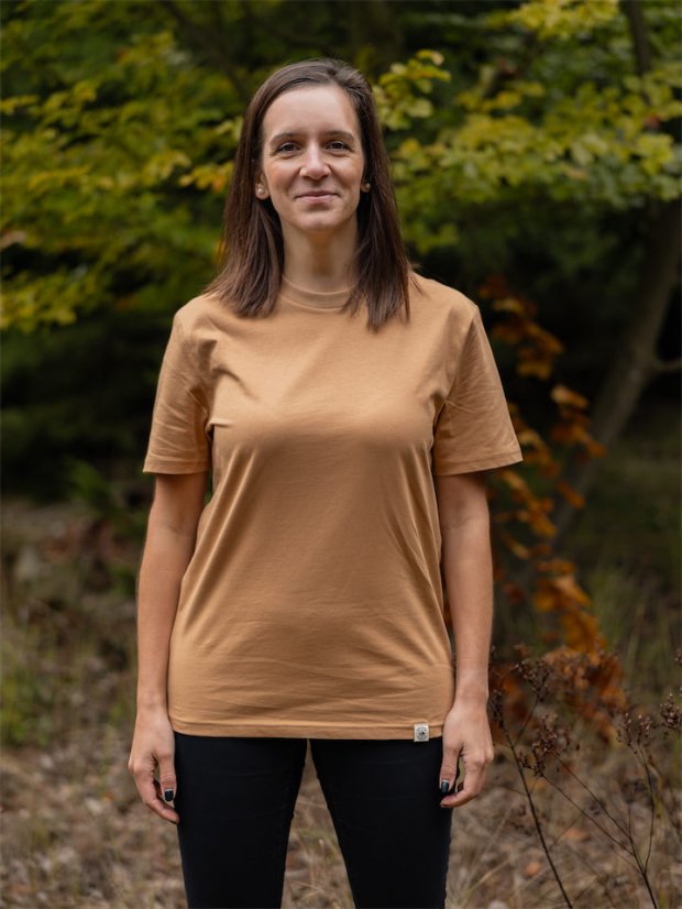 Dámské tričko Bez potisku - béžově hnědé