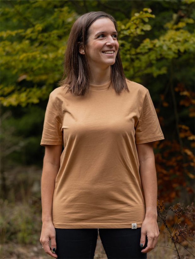 Dámské tričko Bez potisku - béžově hnědé