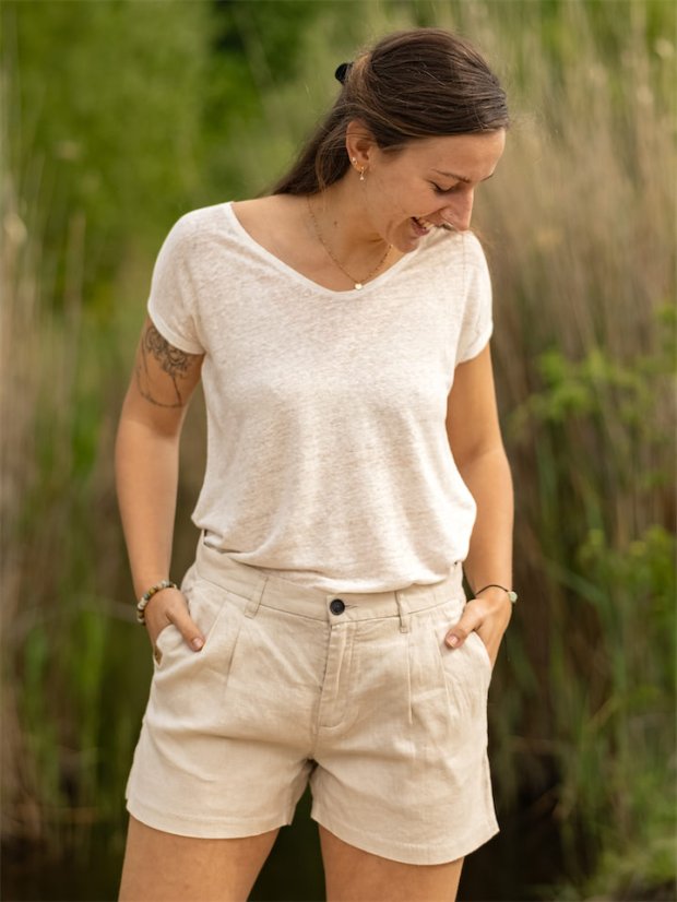 Dámské lněné kraťasy - naturální