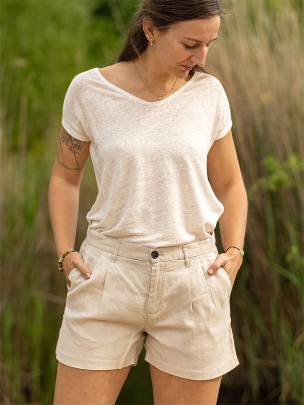 Dámské lněné kraťasy - naturální