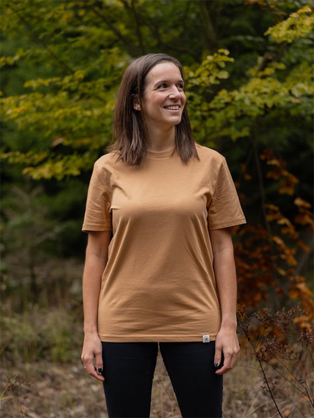 Dámské tričko Bez potisku - béžově hnědé