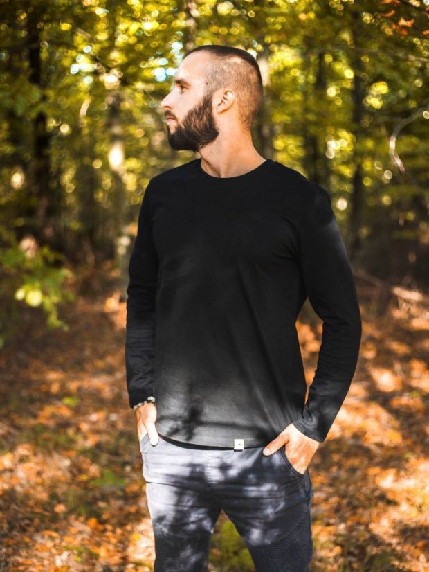 Pánské tričko s dlouhým Bez potisku - černé