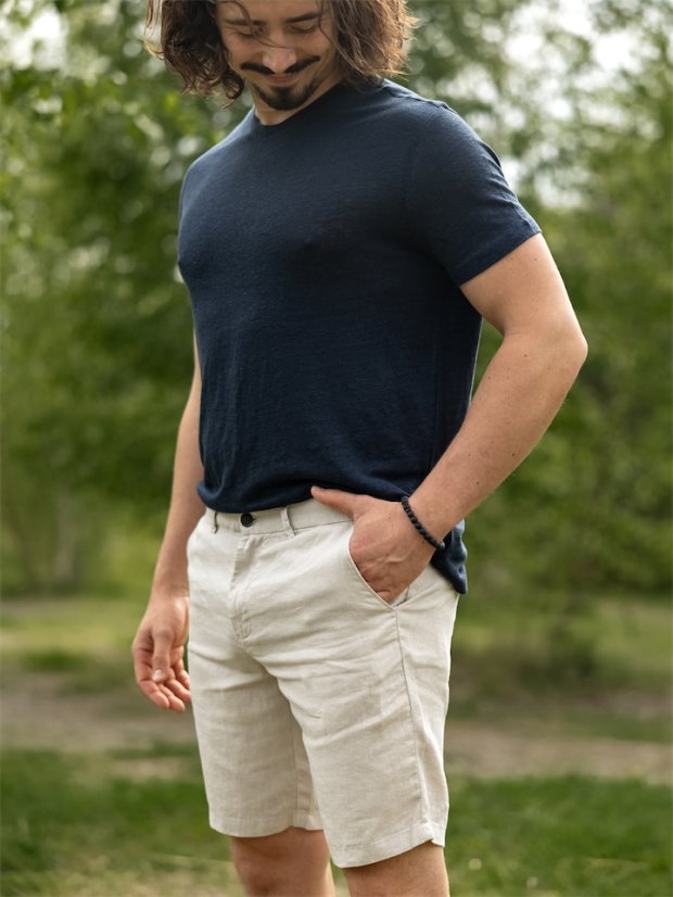 Pánské lněné kraťasy - naturální