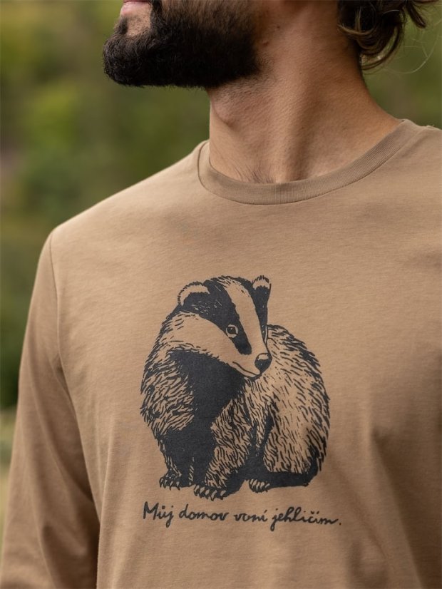 Pánské tričko s dlouhým Jezevec - hnědé