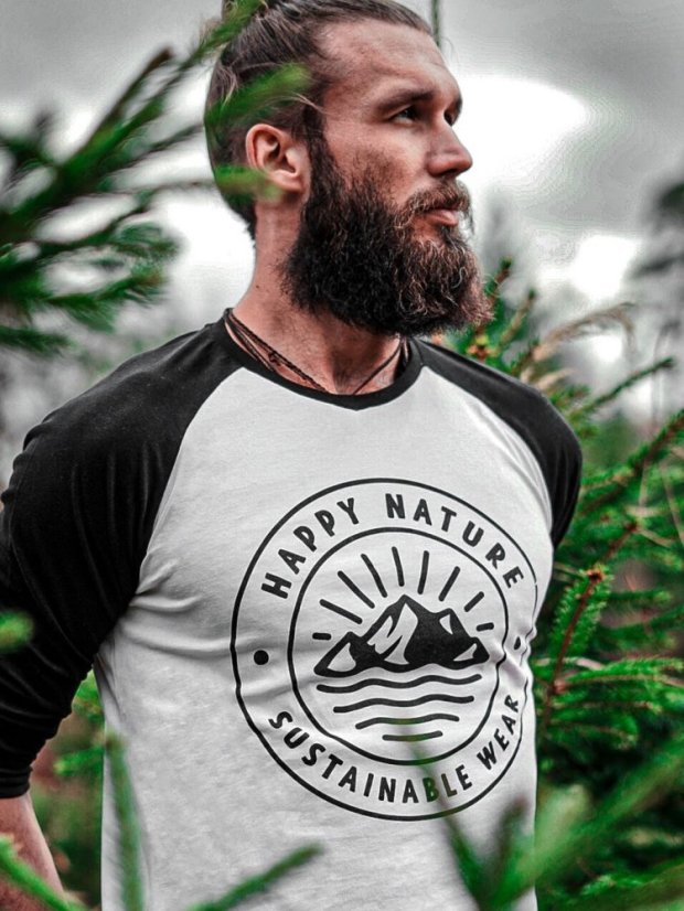 Zachraňte pánský raglan Happy Nature logo