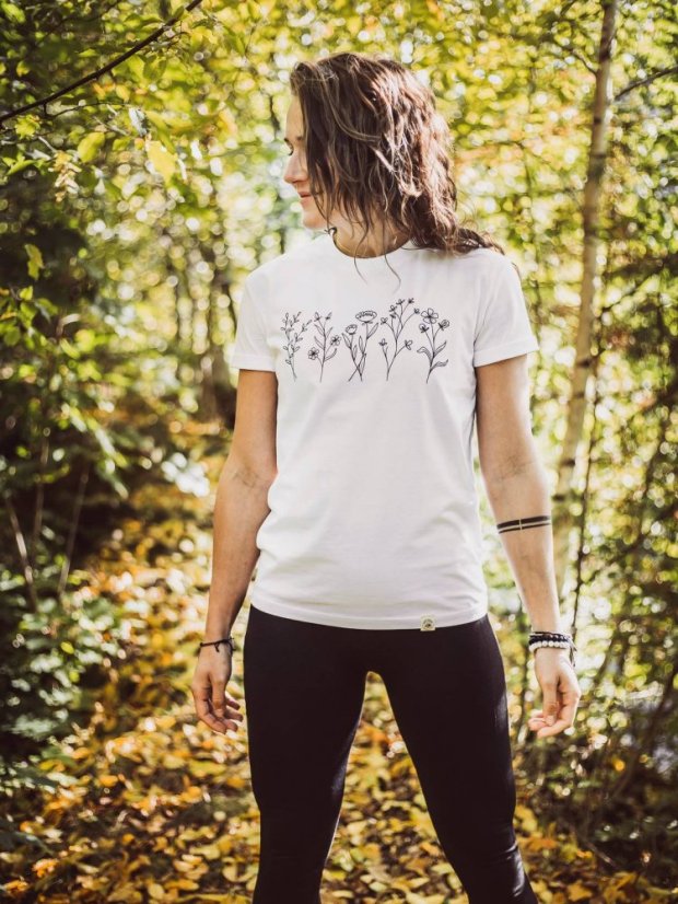 Zachraňte dámské tričko Kvítí - bílé
