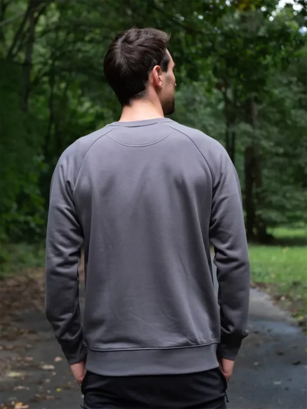 Zachraňte pánská mikina bez kapuce Vrcholky - lávově šedá