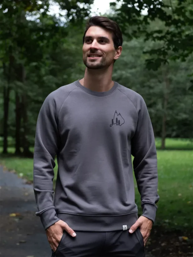 Zachraňte pánská mikina bez kapuce Vrcholky - lávově šedá