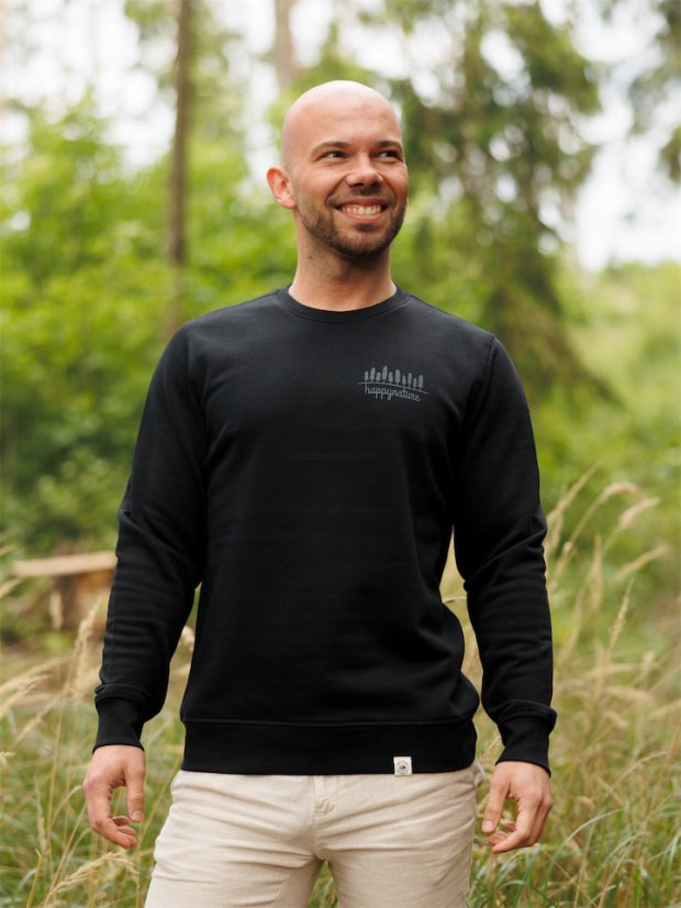 Pánská mikina bez kapuce 10 stromů - černá