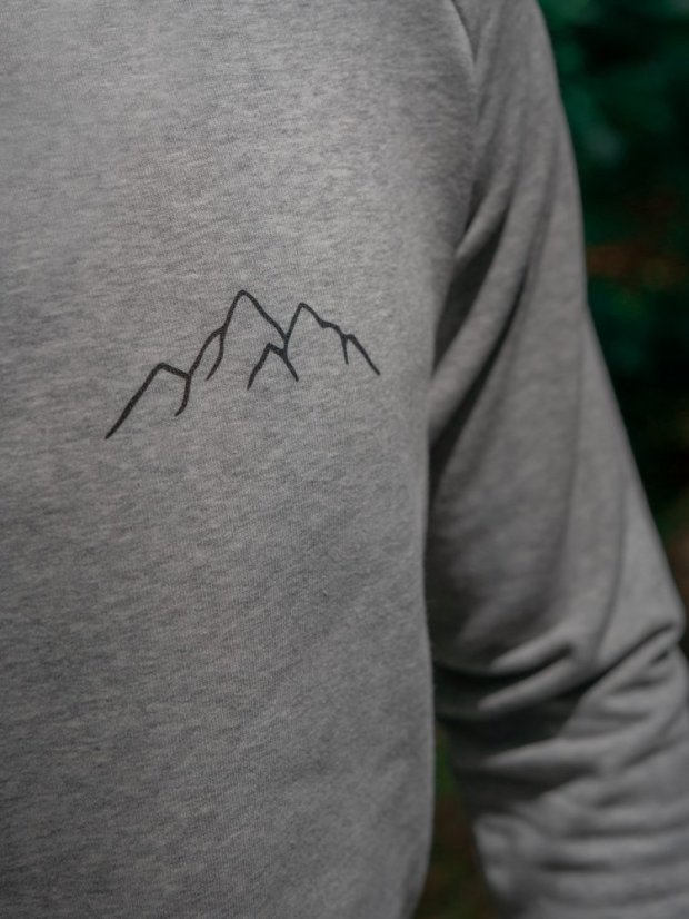Zachraňte pánská mikina bez kapuce Hory - šedá