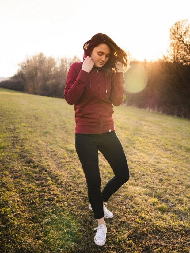 Zachraňte dámská rozepínací mikina Život v přírodě - vínová