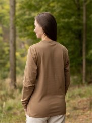 Dámské tričko s dlouhým Bez potisku - hnědé